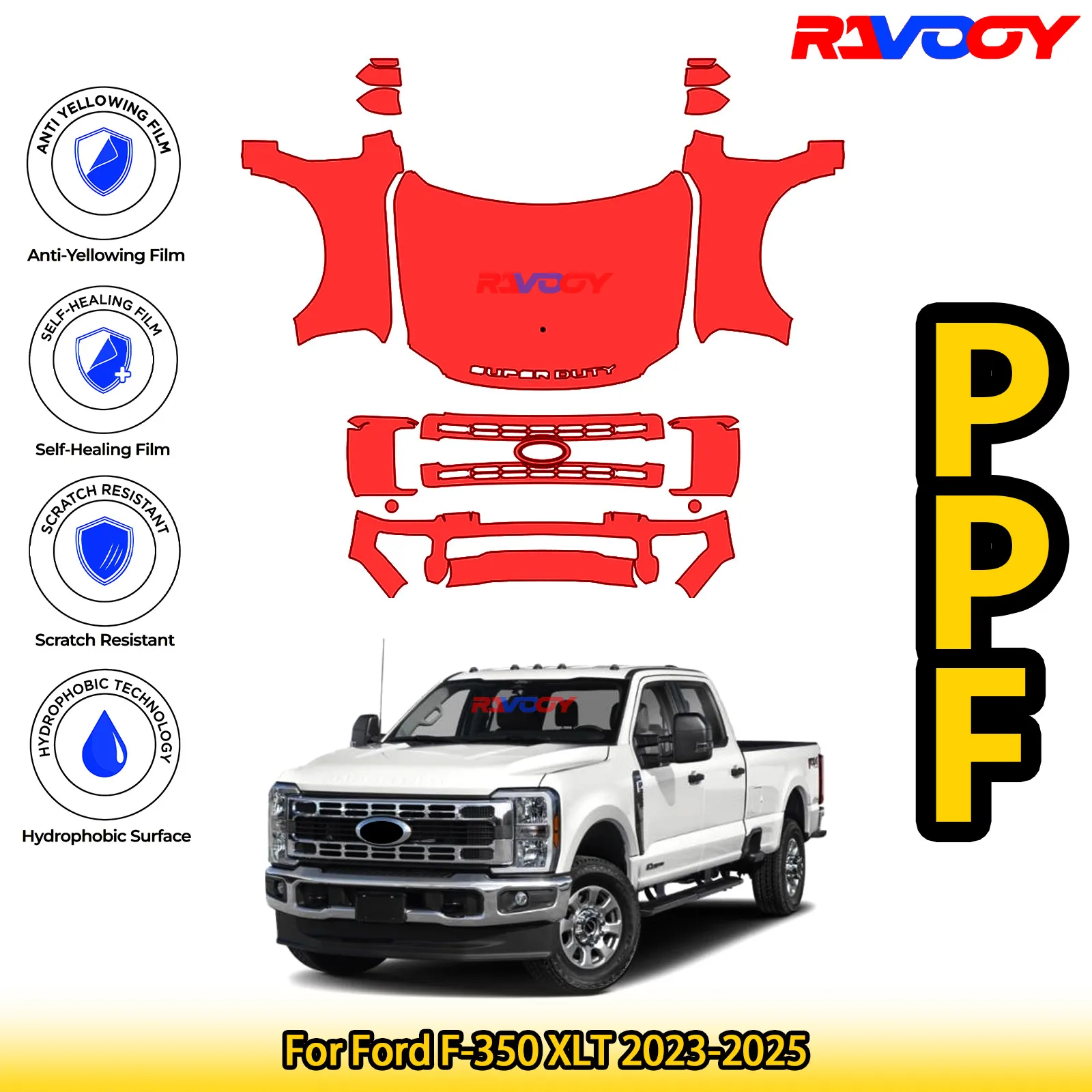 For Ford F-350 XLT 2023-2025 Glossy Matte Black Precut front PPF Kit Paint Protection Film
For Ford F-350 XLT 2023-2025 Glossy Matte Black Precut front PPF Kit Paint Protection Film