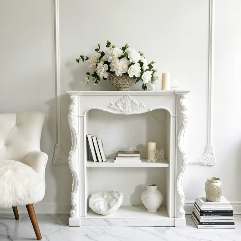 American vintage fireplace decoration cabinet living room background wall French fireplace cabinet entrance shelf
American vintage fireplace decoration cabinet living room background wall French fireplace cabinet entrance shelf