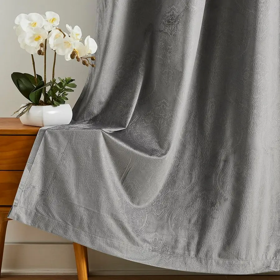 Grey Velvet Curtains with Embossed Damask Design 84 Inches Long. Velvet Blackout Curtains for Luxury Home Decor. VE Silver 84
Grey Velvet Curtains with Embossed Damask Design 84 Inches Long. Velvet Blackout Curtains for Luxury Home Decor. VE Silver 84