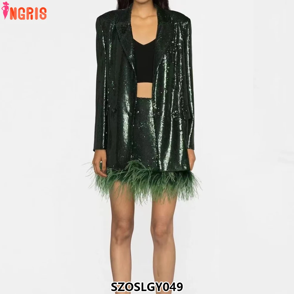 Manufacturers wholesale autumn series women's fashion high quality sequin feather two piece dress-SZOSLGY049
Manufacturers wholesale autumn series women's fashion high quality sequin feather two piece dress-SZOSLGY049