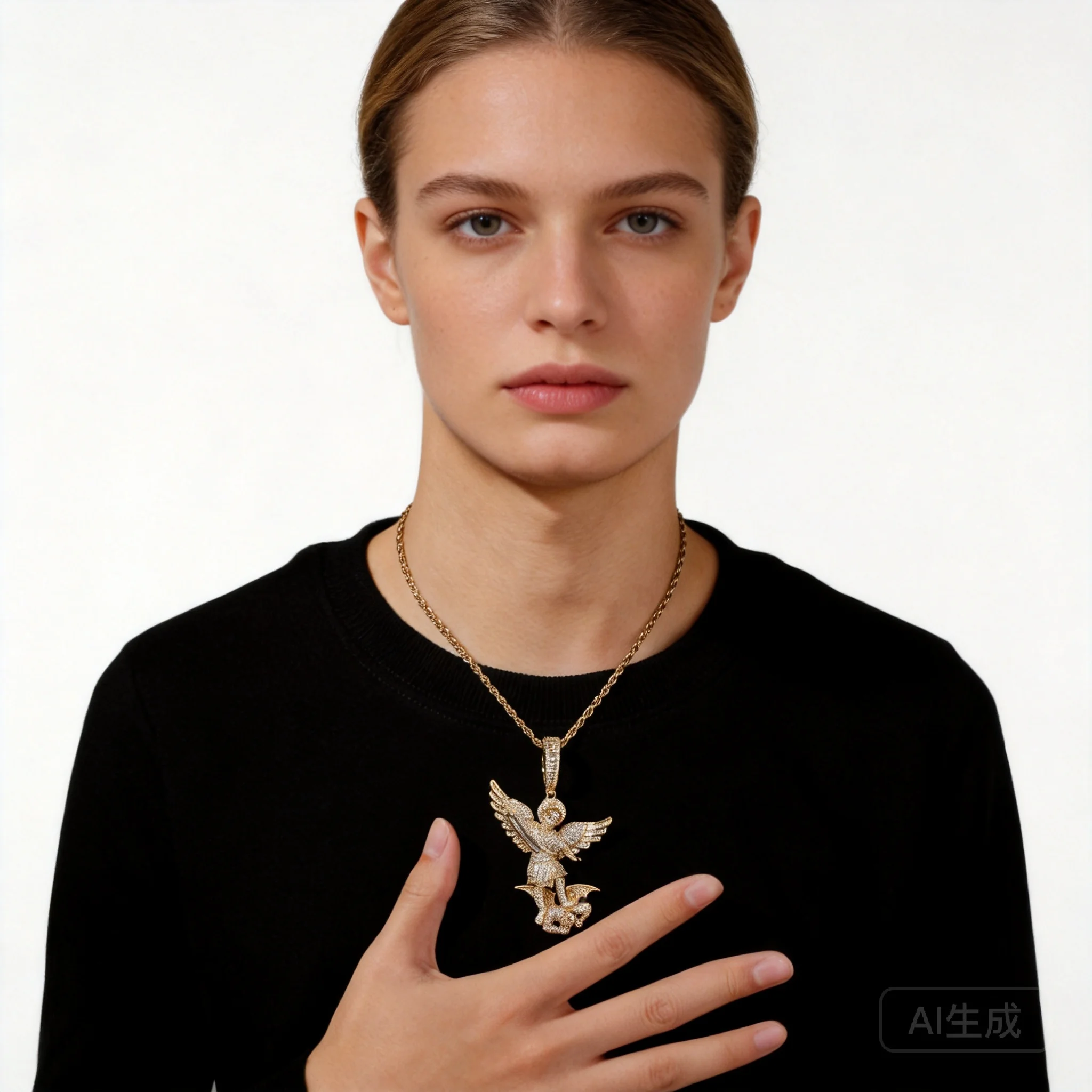 Iced Out Saint Michael Archangel Pendant Necklace Gold Plated Bling Cubic Zirconia Rope Chain Lucky Protection Religious Hip Hop
Iced Out Saint Michael Archangel Pendant Necklace Gold Plated Bling Cubic Zirconia Rope Chain Lucky Protection Religious Hip Hop