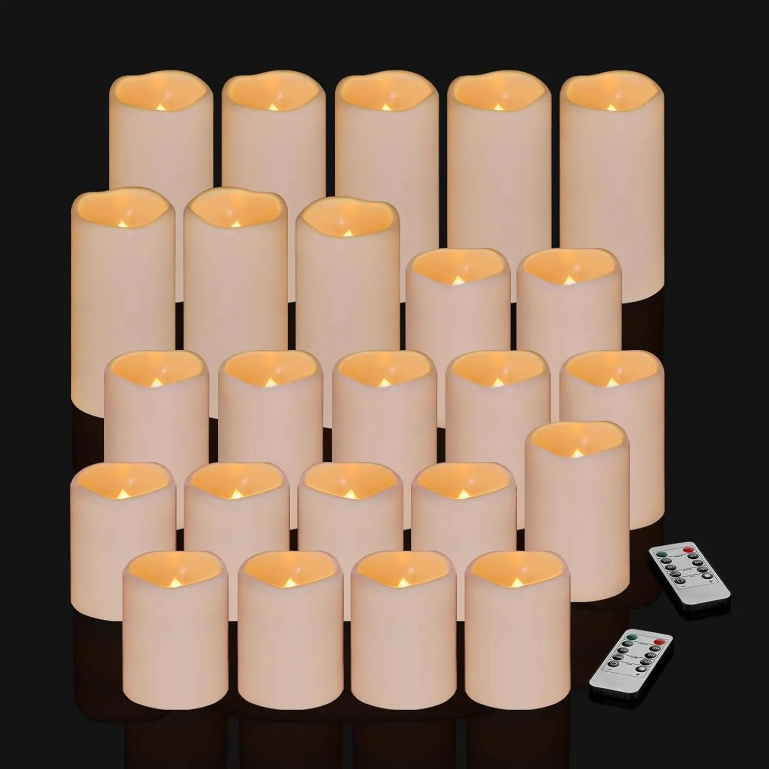 24-Pack Flameless Candles Set with Remote Timer, Waterproof Battery-Operated Pillars for Indoor Outdoor Use
24-Pack Flameless Candles Set with Remote Timer, Waterproof Battery-Operated Pillars for Indoor Outdoor Use