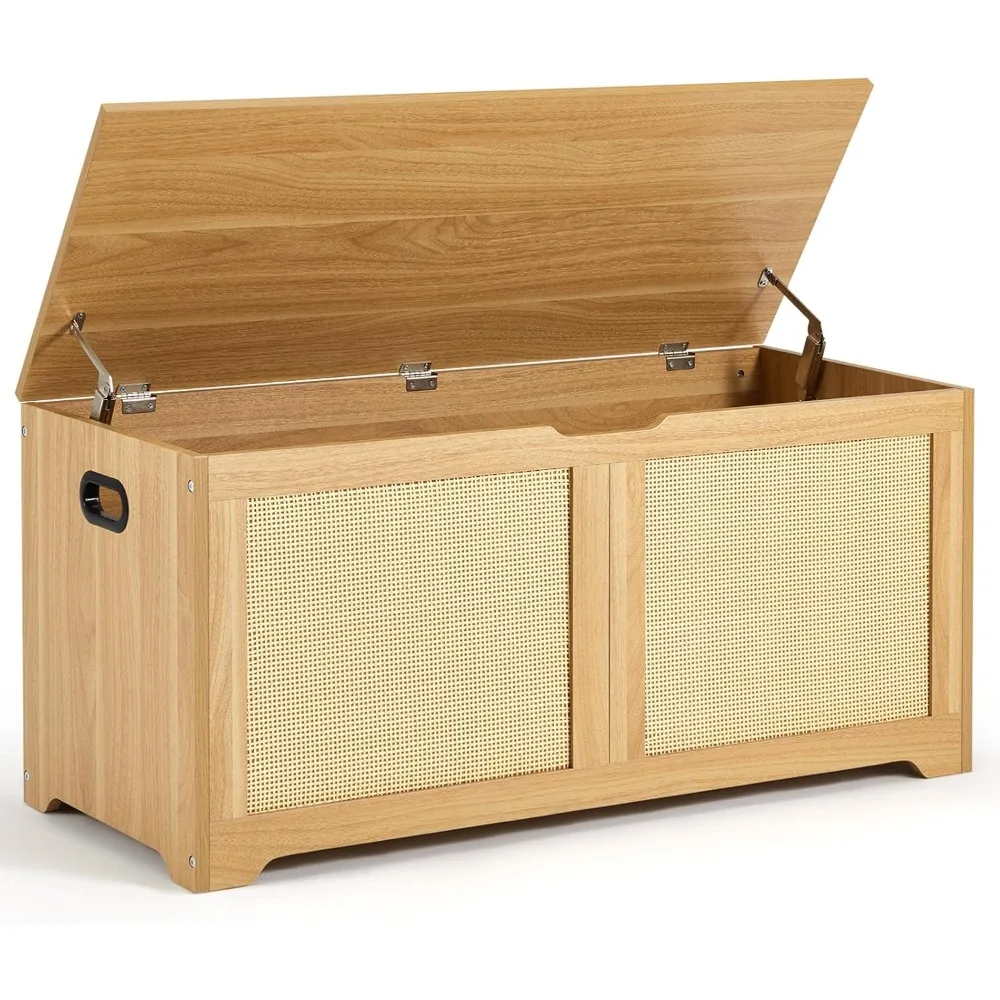 39.4 Storage Chest, Toy Box with 2 Safety Hinges, Rattan Storage Bench, Shoe Bench, Supports 300 lb, for Entryway, Bedroo
39.4 Storage Chest, Toy Box with 2 Safety Hinges, Rattan Storage Bench, Shoe Bench, Supports 300 lb, for Entryway, Bedroo