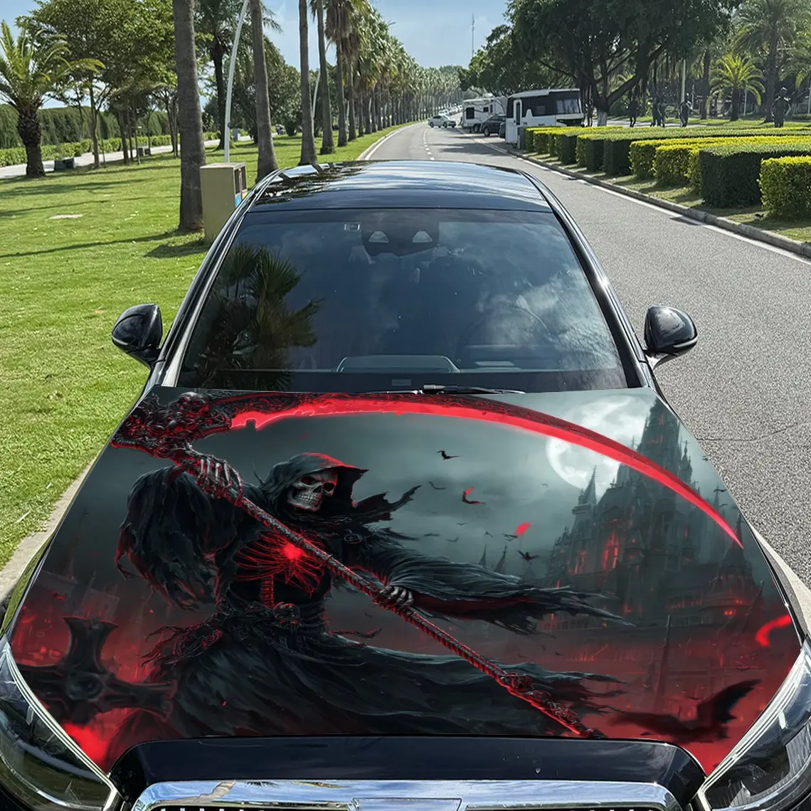 Red - Flamed Sickle - Waving Grim Reaper Print car hood stickers, waterproof self-adhesive, scratch resistant, easy to stick, du
Red - Flamed Sickle - Waving Grim Reaper Print car hood stickers, waterproof self-adhesive, scratch resistant, easy to stick, du