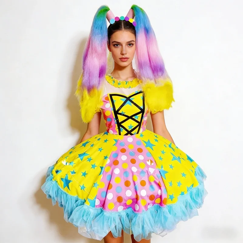 Women's Anime Cosplay Princess Costume Pink Blue Dot Bubble Dress Holiday Party Role Playing Rave Outfit Performance Clothing
Women's Anime Cosplay Princess Costume Pink Blue Dot Bubble Dress Holiday Party Role Playing Rave Outfit Performance Clothing