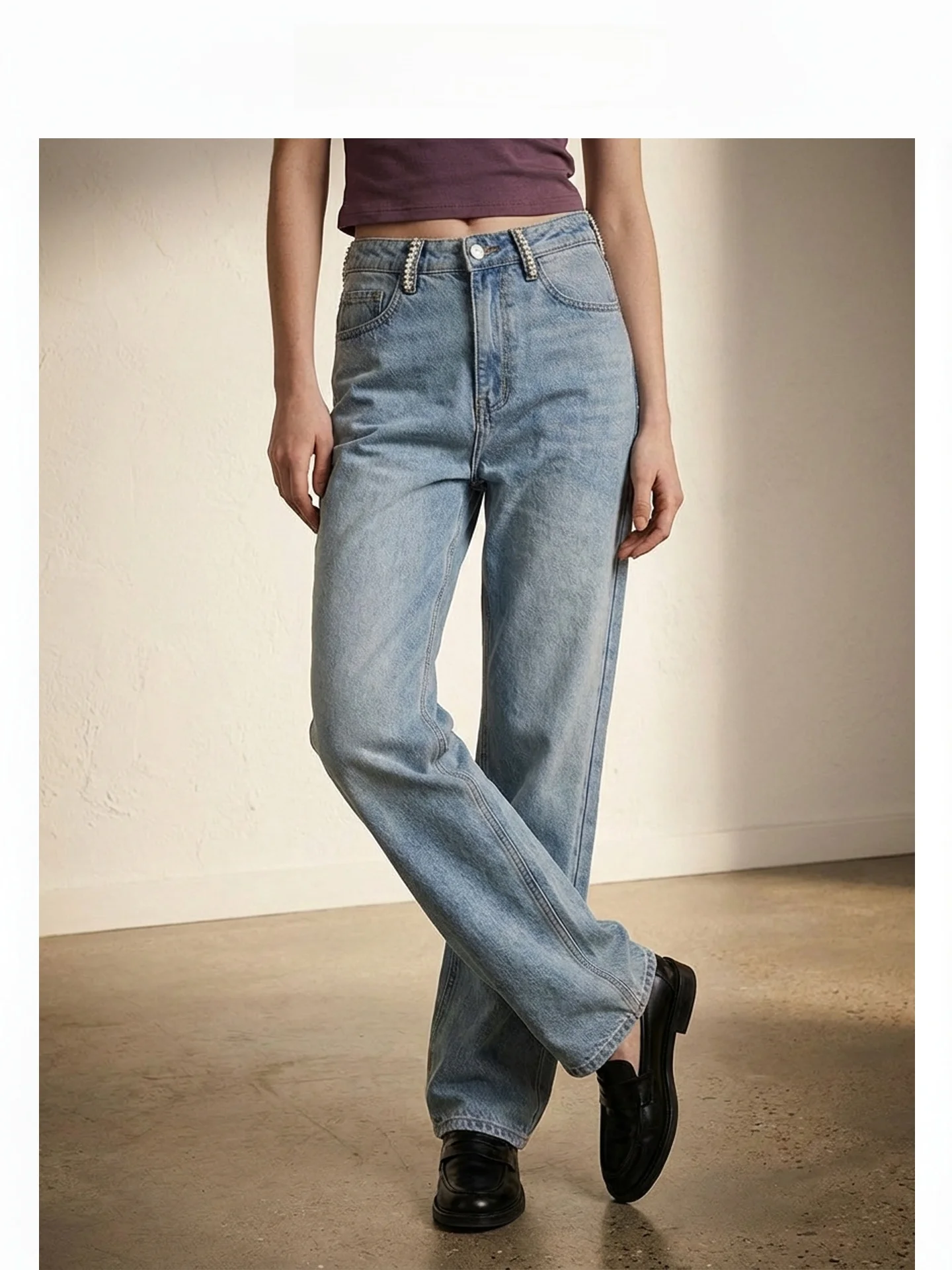 High Waist Straight Leg Denim Jeans Women's Retro Diamond Embellished Wide Leg Pants Slimming Versatile Long Trousers
High Waist Straight Leg Denim Jeans Women's Retro Diamond Embellished Wide Leg Pants Slimming Versatile Long Trousers