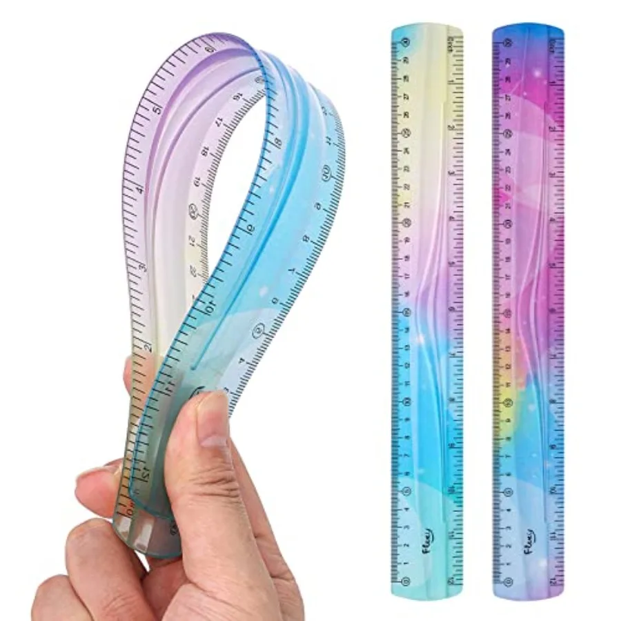 2-Piece 30cm/12inch Flexible Shatterproof Plastic Ruler - Colorful Bendable Straight Edge for Adults School Home Office
2-Piece 30cm/12inch Flexible Shatterproof Plastic Ruler - Colorful Bendable Straight Edge for Adults School Home Office