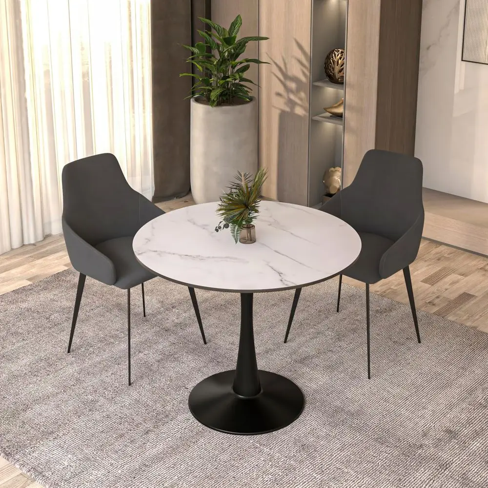 Bristol 35 Round Dining Table, Modern MDF Wood in Black Metal Pedestal Base Accent Table MidCentury Cafe Table, Kitchen Dining
Bristol 35 Round Dining Table, Modern MDF Wood in Black Metal Pedestal Base Accent Table MidCentury Cafe Table, Kitchen Dining