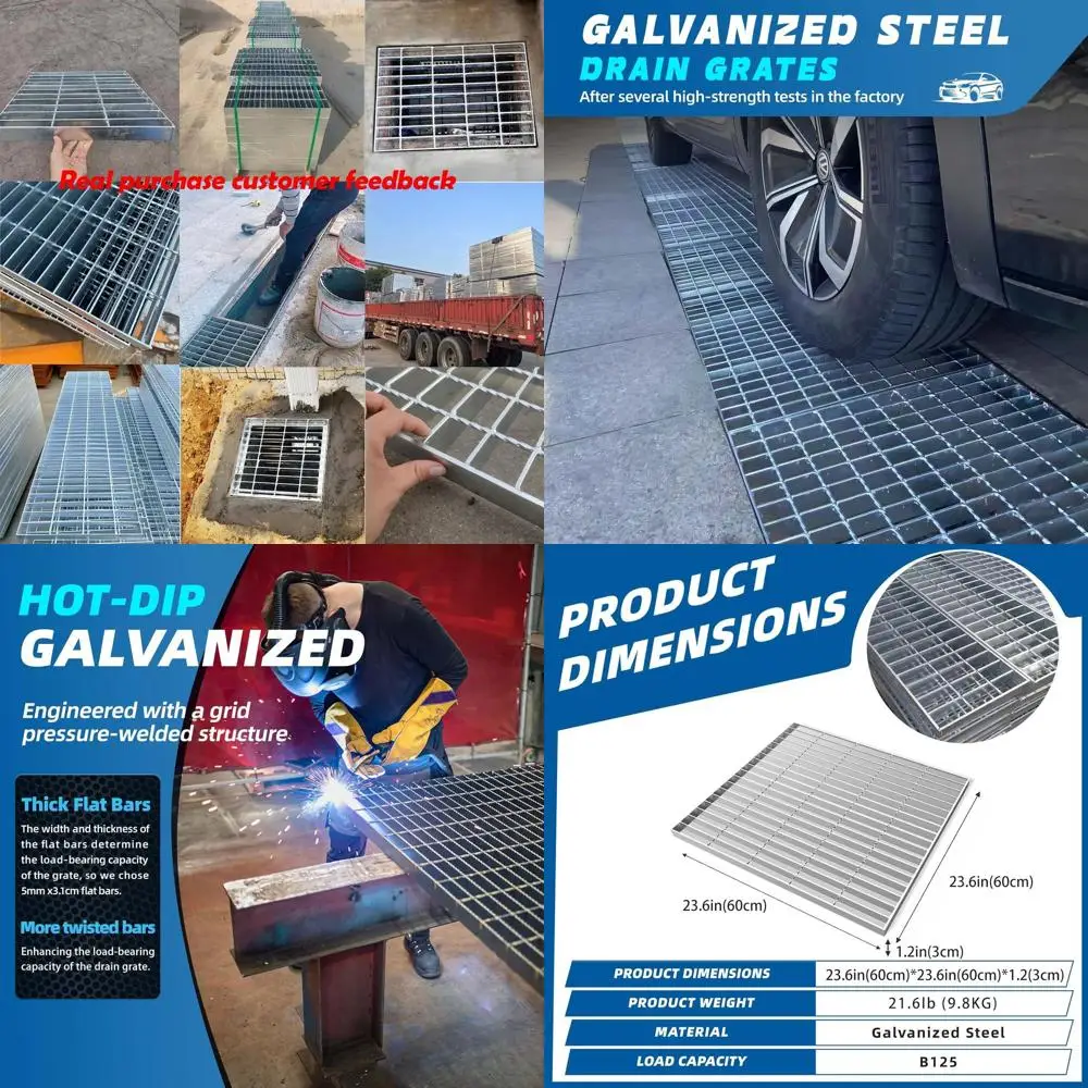 Сверхмощная сливная крышка из оцинкованной стали размером 23,6x23,6, класс B125, устойчивая к ржавчине квадратная решетка для подъездных дорог, гаражей и дворов
Сверхмощная сливная крышка из оцинкованной стали размером 23,6x23,6, класс B125, устойчивая к ржавчине квадратная решетка для подъездных дорог, гаражей и дворов