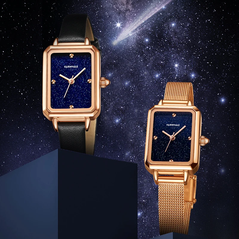Mark Fairwhale Blue Square Starry Sky Dial Quartz Watch Ladies Luxury Exquisite Women Watch Daily Retro Watches Gift reloj 3370
Mark Fairwhale Blue Square Starry Sky Dial Quartz Watch Ladies Luxury Exquisite Women Watch Daily Retro Watches Gift reloj 3370