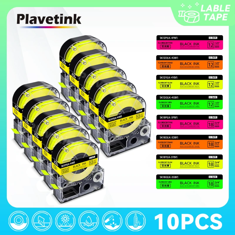 10PK 4-цветная флуоресцентная лента SK12P SK12D SK12Y SK12G SK18P SK18D SK18Y SK18G, совместимая с Epson LabelWork LW-300 Label Maker
10PK 4-цветная флуоресцентная лента SK12P SK12D SK12Y SK12G SK18P SK18D SK18Y SK18G, совместимая с Epson LabelWork LW-300 Label Maker