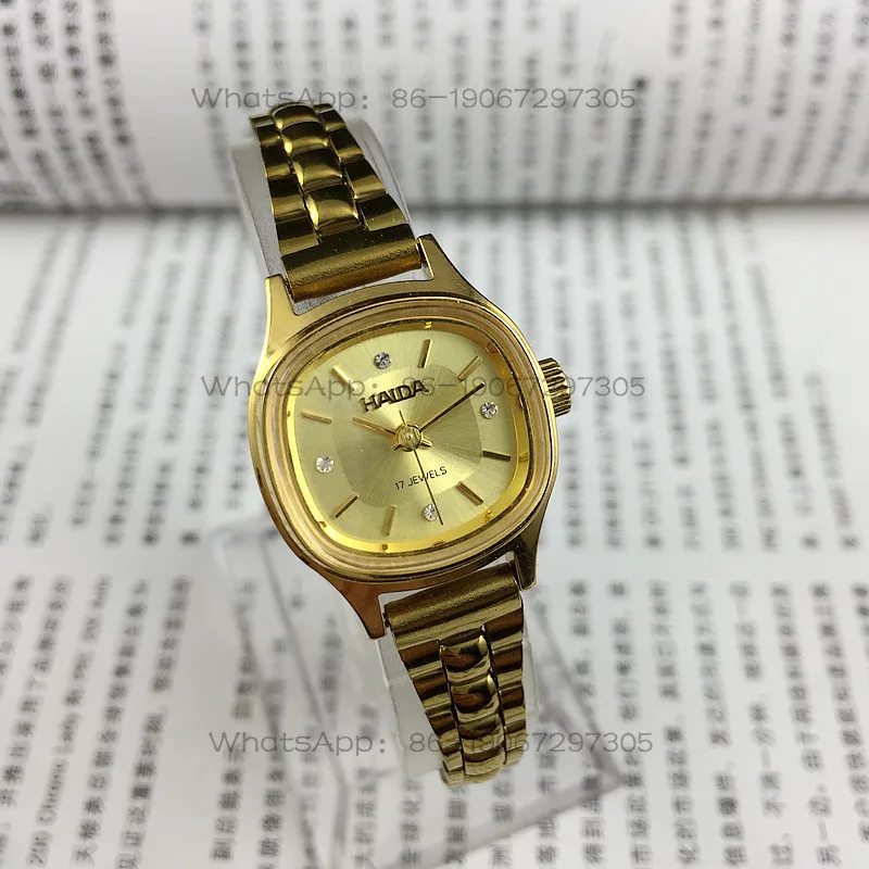Original stock, Shanghai Haida brand square yellow shell strip nail yellow women's mechanical watch, diameter 24mm
Original stock, Shanghai Haida brand square yellow shell strip nail yellow women's mechanical watch, diameter 24mm