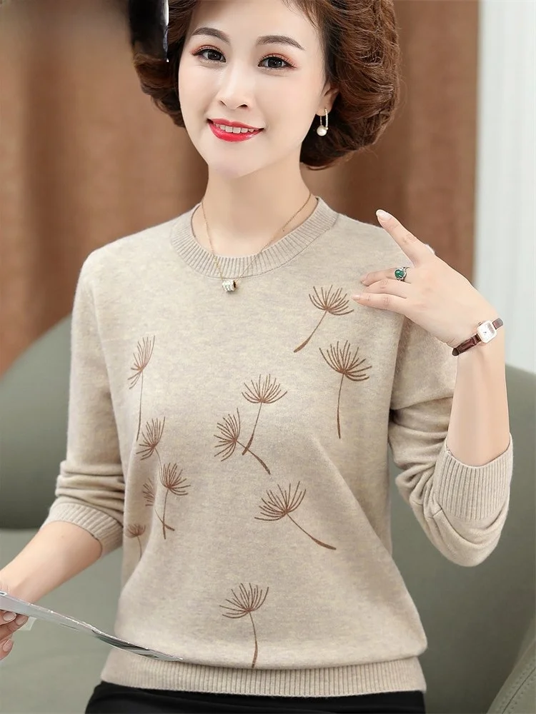 Faionable Knitted Sweater round Ne Long Sve Base Top for Middle-Aged Women Spring Autumn Sli Mom Clothes
Faionable Knitted Sweater round Ne Long Sve Base Top for Middle-Aged Women Spring Autumn Sli Mom Clothes