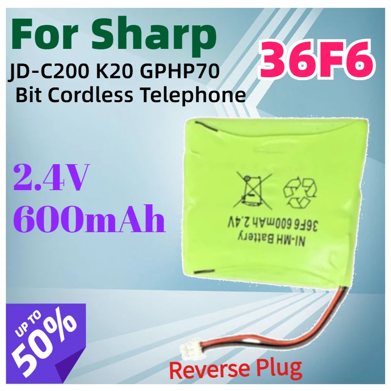 2.4V 600mAh Replacement 36F6 NI-MH Battery Pack Reverse Plug for Sharp JD-C200 K20 GPHP70 Bit Cordless Telephone Fast Shipping
2.4V 600mAh Replacement 36F6 NI-MH Battery Pack Reverse Plug for Sharp JD-C200 K20 GPHP70 Bit Cordless Telephone Fast Shipping