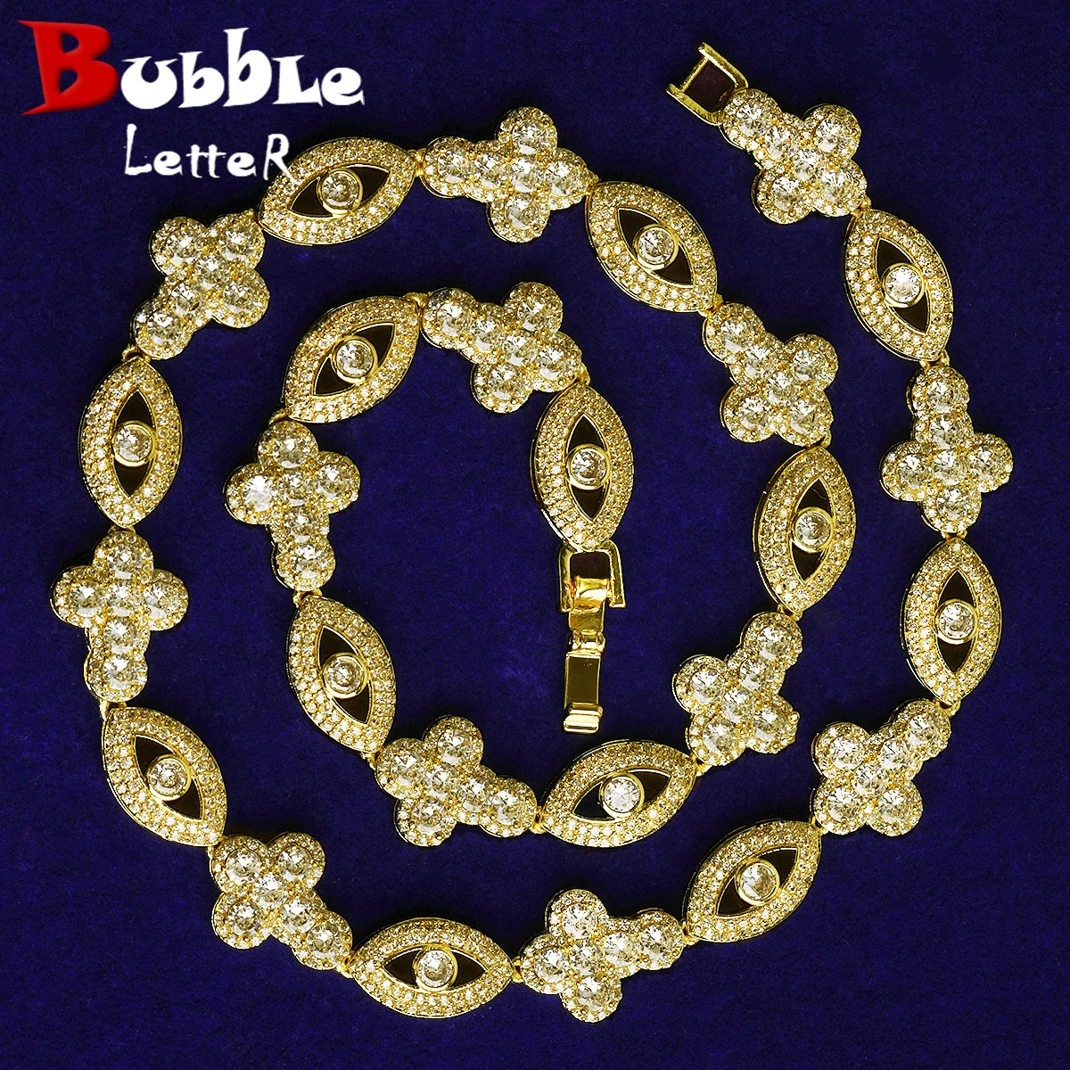 Цепочка с пузырьковой буквой Iced Out Eye Cross Link для мужчин, 5А, позолоченные ювелирные изделия в стиле хип-хоп с кубическим цирконием
Цепочка с пузырьковой буквой Iced Out Eye Cross Link для мужчин, 5А, позолоченные ювелирные изделия в стиле хип-хоп с кубическим цирконием