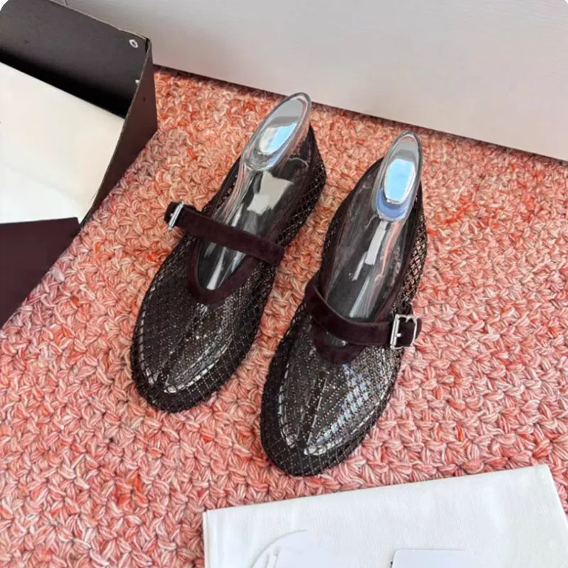 26ss New Style Rhinestone Fishnet Mary Jane Flat Sandals for Women with Openwork Ballet Straps
26ss New Style Rhinestone Fishnet Mary Jane Flat Sandals for Women with Openwork Ballet Straps