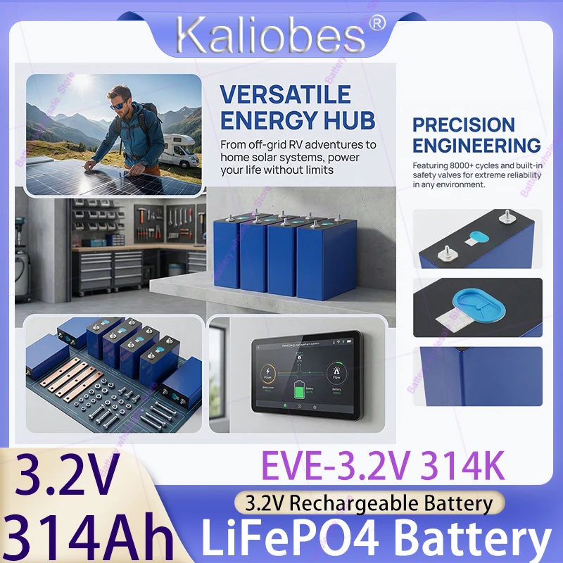 New-EVE-3.2V 314Ah LiFePO4 Battery Cell, 8000+ Cycles for Solar Energy Storage System, Industrial UPS, EV Bus RV Camp
New-EVE-3.2V 314Ah LiFePO4 Battery Cell, 8000+ Cycles for Solar Energy Storage System, Industrial UPS, EV Bus RV Camp