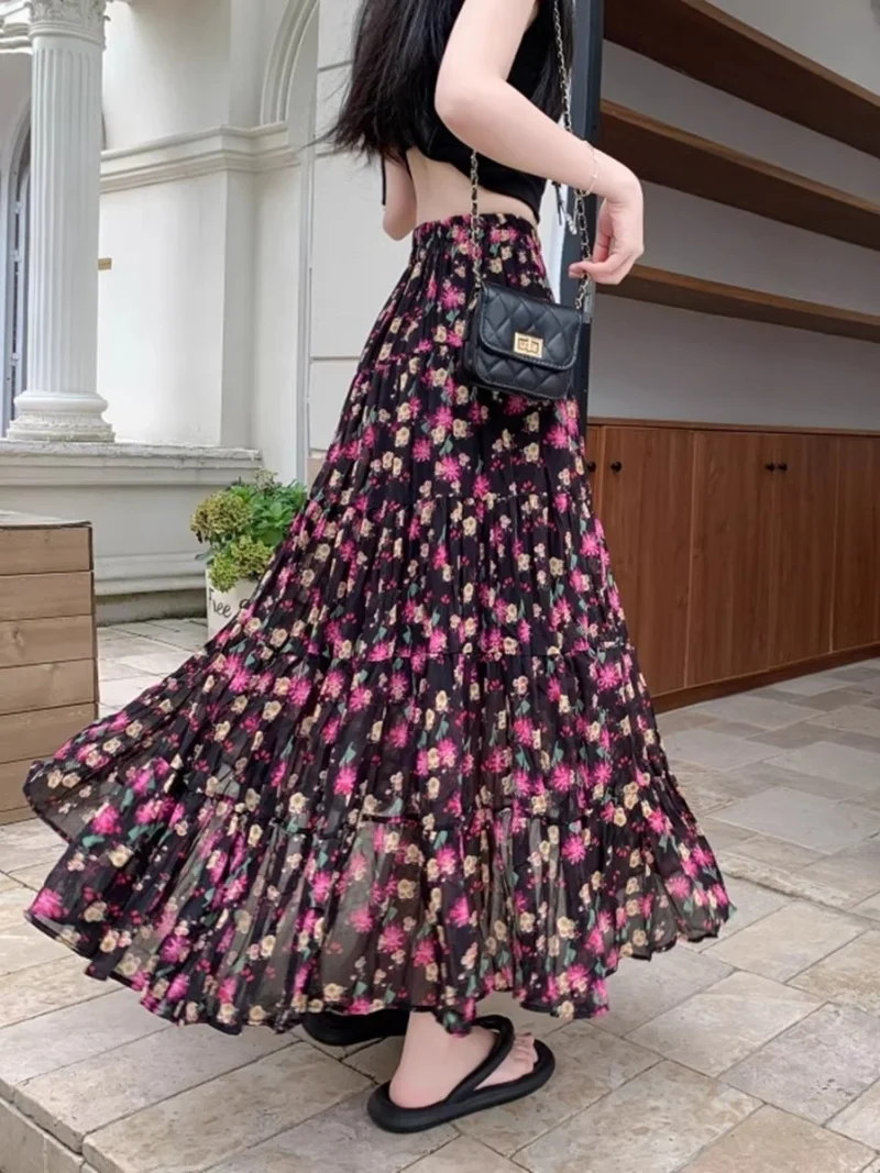 Elegant Floral Chiffon Pleated Skirt For Women's Summer 2025 New High Waist Slimming Loose Cake Skirt w115
Elegant Floral Chiffon Pleated Skirt For Women's Summer 2025 New High Waist Slimming Loose Cake Skirt w115