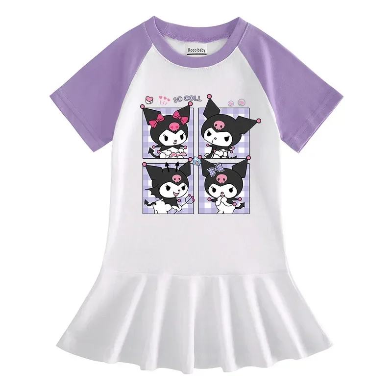 Sanrio New Cartoon Half Sleeve Girl Dress hello kitty T-shirt Summer Color Contrast Short sleeve Baby kuromi Pleated Skirt
Sanrio New Cartoon Half Sleeve Girl Dress hello kitty T-shirt Summer Color Contrast Short sleeve Baby kuromi Pleated Skirt