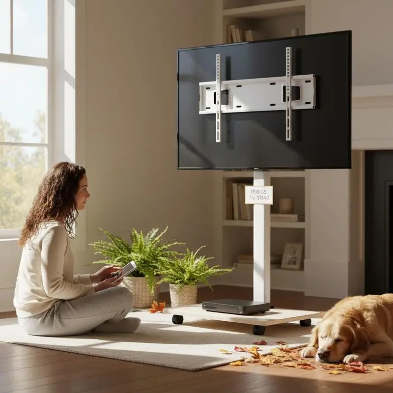 Rolling TV Stand, Mobile TV Cart for 32-70 Inch Screens, 25° Left-Right Rotation and Height Adjustable TV Mount on Wheels, Holds up to 99 lbs for Corner, Bedroom, Outdoor, Max VESA 600x400mm
Rolling TV Stand, Mobile TV Cart for 32-70 Inch Screens, 25° Left-Right Rotation and Height Adjustable TV Mount on Wheels, Holds up to 99 lbs for Corner, Bedroom, Outdoor, Max VESA 600x400mm