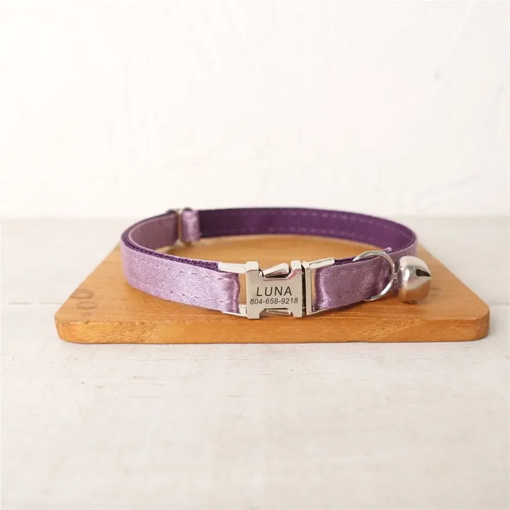 Personalized Cat Collar with Free Engraving, Matching Pet Leash,Customzied Contacts Metal Buckle, Shiny Purple Pet Collar
Personalized Cat Collar with Free Engraving, Matching Pet Leash,Customzied Contacts Metal Buckle, Shiny Purple Pet Collar