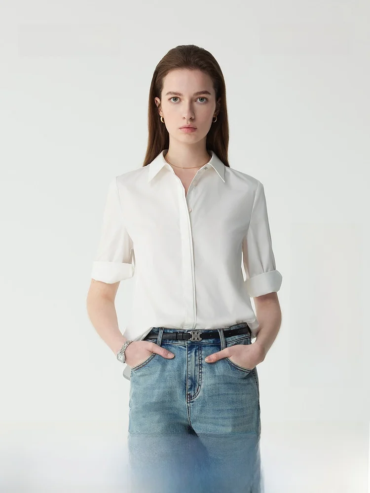 PRICH Commute Shirt Women's Straight Tube Top Buttoned Polyester Fiber Non-Wrinkle Summer Business Casual Mid-Sleeve Shirt
PRICH Commute Shirt Women's Straight Tube Top Buttoned Polyester Fiber Non-Wrinkle Summer Business Casual Mid-Sleeve Shirt