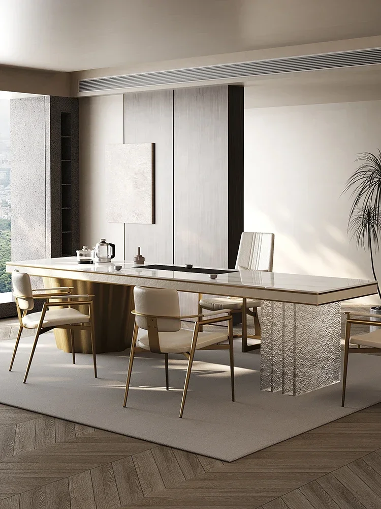 Large board tea table and chair, high-end, light luxury, brewing tea table, modern and minimalist tea table
Large board tea table and chair, high-end, light luxury, brewing tea table, modern and minimalist tea table
