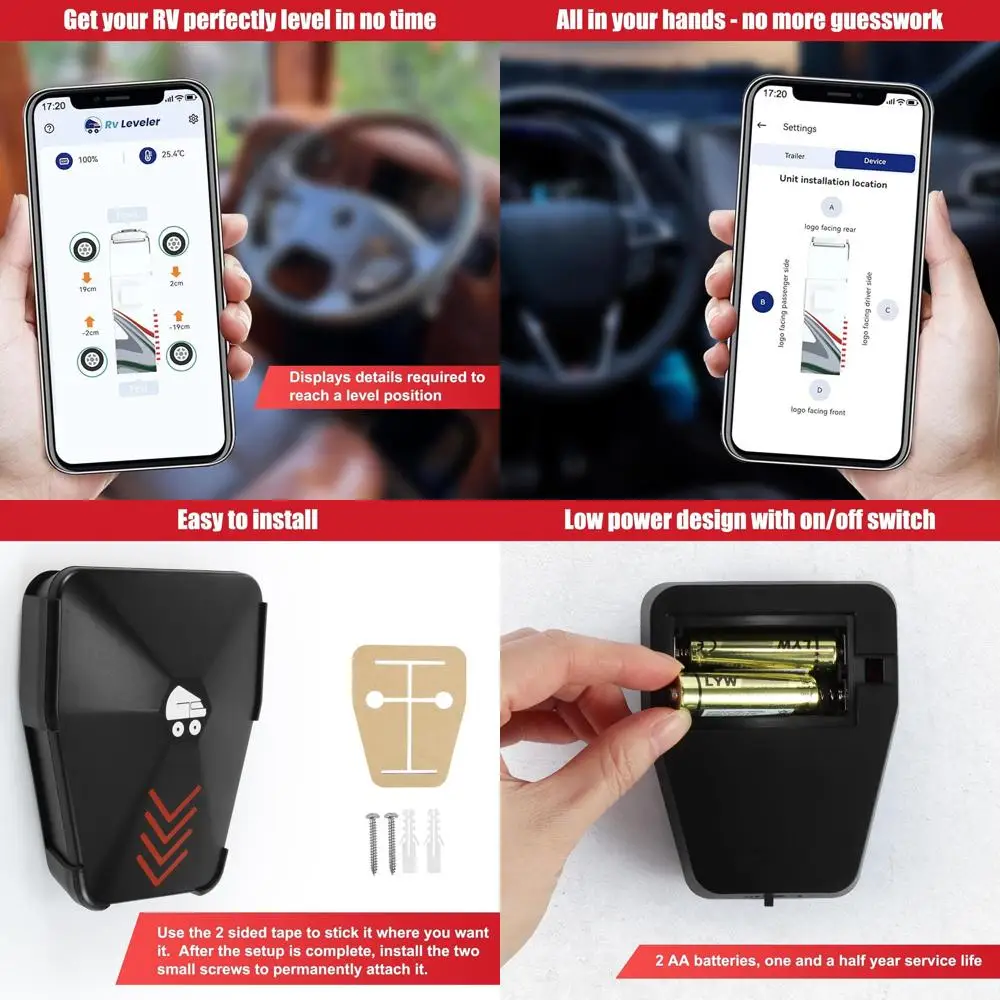 Беспроводная система выравнивания автофургонов, кемперы, Bluetooth-выравниватель для автофургонов, необходимые аксессуары для уровней автофургонов, легко выравниваются прицепы для путешествий на автофургонах с
Беспроводная система выравнивания автофургонов, кемперы, Bluetooth-выравниватель для автофургонов, необходимые аксессуары для уровней автофургонов, легко выравниваются прицепы для путешествий на автофургонах с