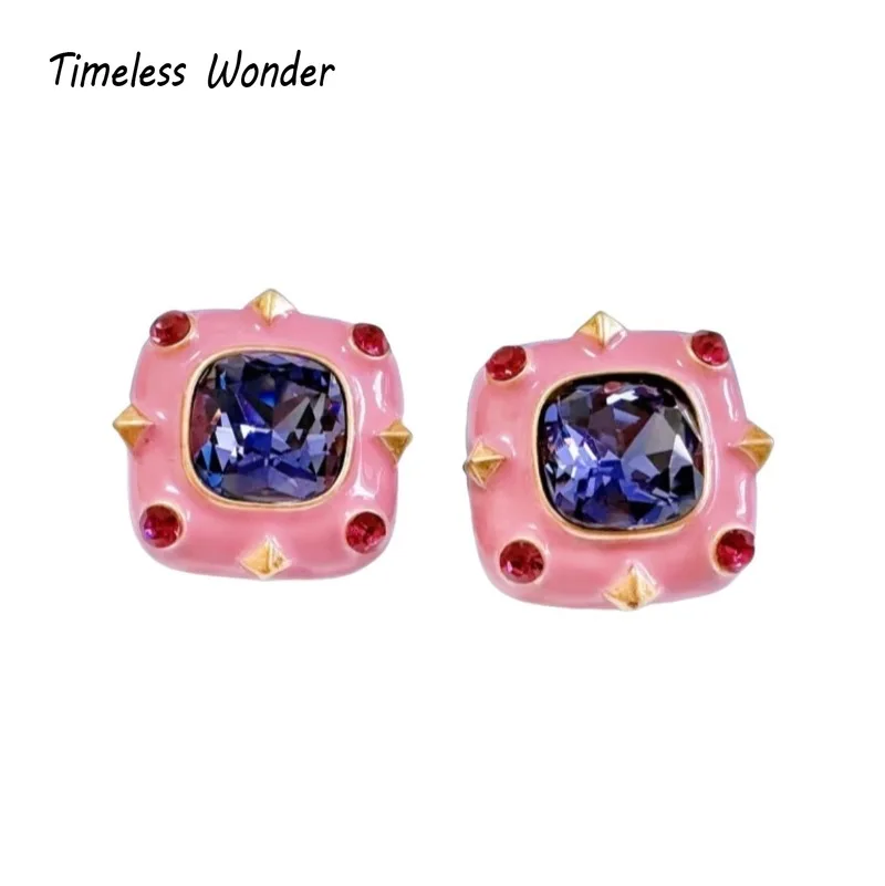 Timeless Wonder Retro Crystal Enamel Geo Deco Button Earrings for Women Designer Jewelry Runway Trendy Rare Gift Cute Neat 2152
Timeless Wonder Retro Crystal Enamel Geo Deco Button Earrings for Women Designer Jewelry Runway Trendy Rare Gift Cute Neat 2152