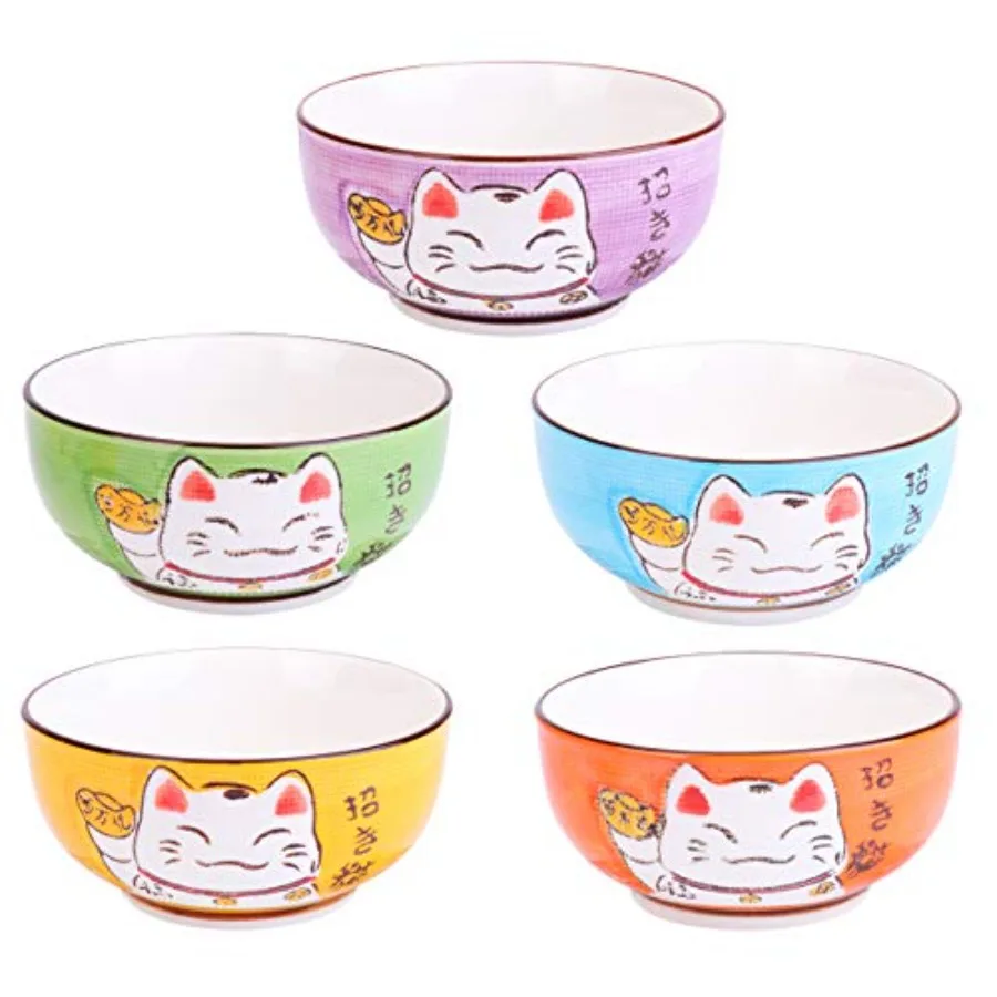 5Pcs Korean Ceramic Rice Bowl Japanese Maneki Neko Cat Bowl for Soup Dessert Appetizer Snack Home Kitchen Supply
5Pcs Korean Ceramic Rice Bowl Japanese Maneki Neko Cat Bowl for Soup Dessert Appetizer Snack Home Kitchen Supply