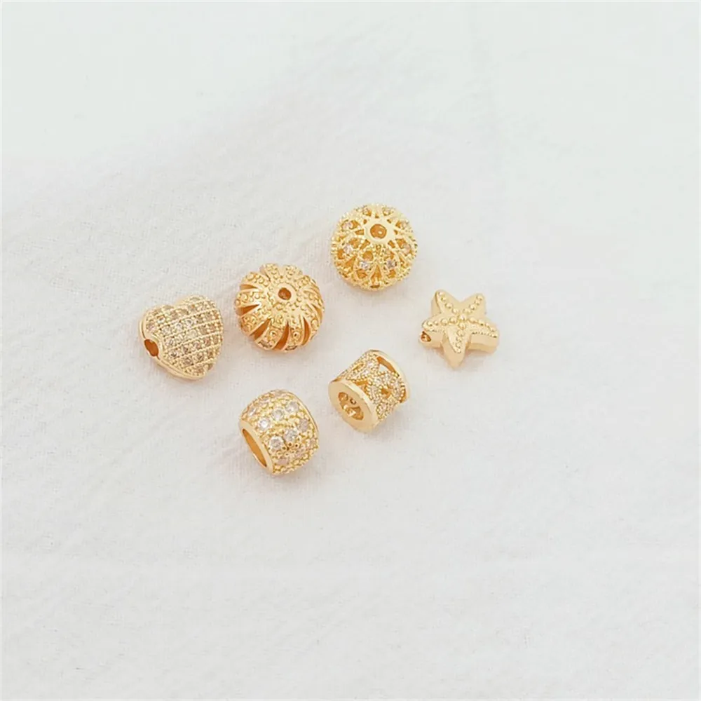 14K Gold-plated Zircon Hollowed-out Spherical Heart-shaped Pentagonal Starfish Beads Diy Bracelet Loose Beads Jewelry Accessorie
14K Gold-plated Zircon Hollowed-out Spherical Heart-shaped Pentagonal Starfish Beads Diy Bracelet Loose Beads Jewelry Accessorie
