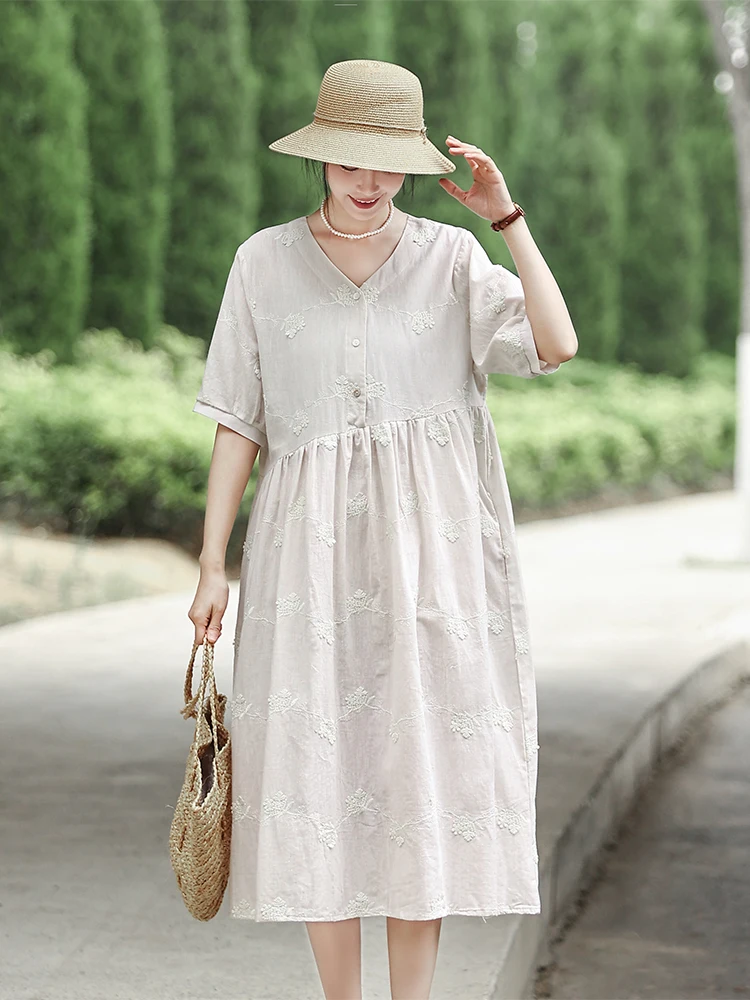 Linen Embroidered V-ne Dr Cotton Linen Midi Skirt A-line Skirt Loose Fit ort Sve Casual Sle Summer Dr
Linen Embroidered V-ne Dr Cotton Linen Midi Skirt A-line Skirt Loose Fit ort Sve Casual Sle Summer Dr