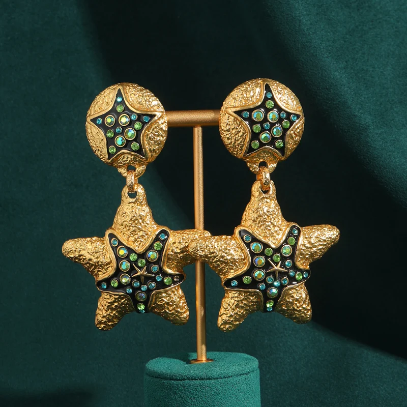 Gothic Style Green Vintage Boho Sea Star Earrings Dangling Gold Color Antique Woman Accessories Fast Shipping Retro Outfit 2025
Gothic Style Green Vintage Boho Sea Star Earrings Dangling Gold Color Antique Woman Accessories Fast Shipping Retro Outfit 2025