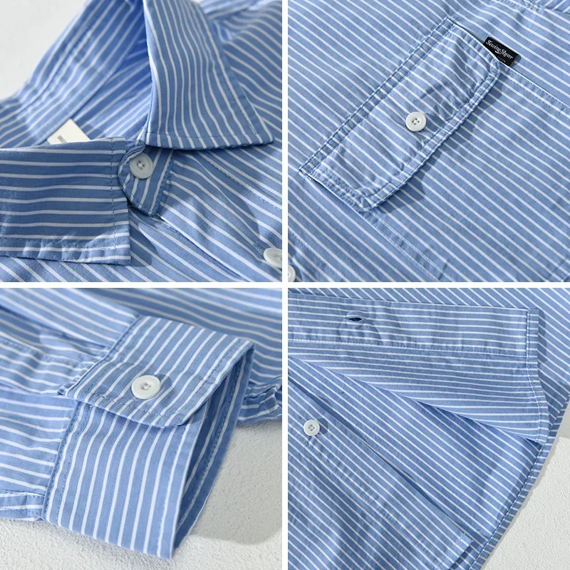 Korean Style Long Sleeve Striped Shirt Men Spring and Summer Casual Shirts 4XL Lapel Pocket Button Shirt Daily Loose Shirts Male
Korean Style Long Sleeve Striped Shirt Men Spring and Summer Casual Shirts 4XL Lapel Pocket Button Shirt Daily Loose Shirts Male