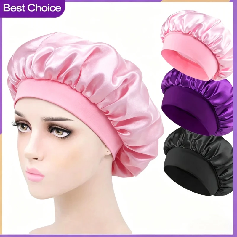 2026 New Women's Satin Pink Wide-brimmed Unisex Household Sleep Shower Cap Elastic Hair Wrap Cover for Long Hair Salon Tool
2026 New Women's Satin Pink Wide-brimmed Unisex Household Sleep Shower Cap Elastic Hair Wrap Cover for Long Hair Salon Tool