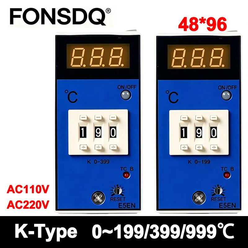 Digital Temperature Controller K Type Thermocouple 0-199/399/999℃ Adjustable Thermostat Regulator for Heating Tube 110V 220V
Digital Temperature Controller K Type Thermocouple 0-199/399/999℃ Adjustable Thermostat Regulator for Heating Tube 110V 220V