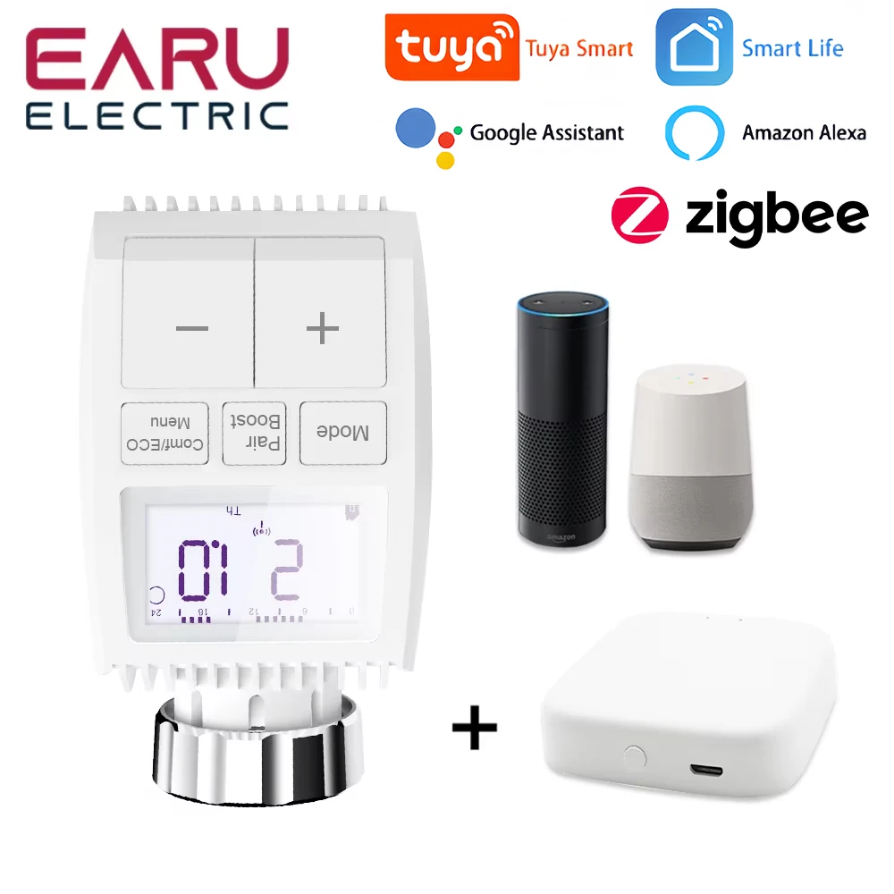 Умный привод радиатора Tuya ZigBee TRV, программируемый термостатический клапан радиатора, приложение, дистанционный контроллер температуры, поддержка Alexa
Умный привод радиатора Tuya ZigBee TRV, программируемый термостатический клапан радиатора, приложение, дистанционный контроллер температуры, поддержка Alexa