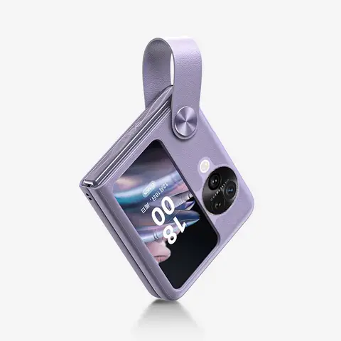 Leather Holder Wrist Strap Phone Case for OPPO Find N3 Flip Find N2 Flip N3flip Findn3flip N2flip Findn2flip Shockproof Cover