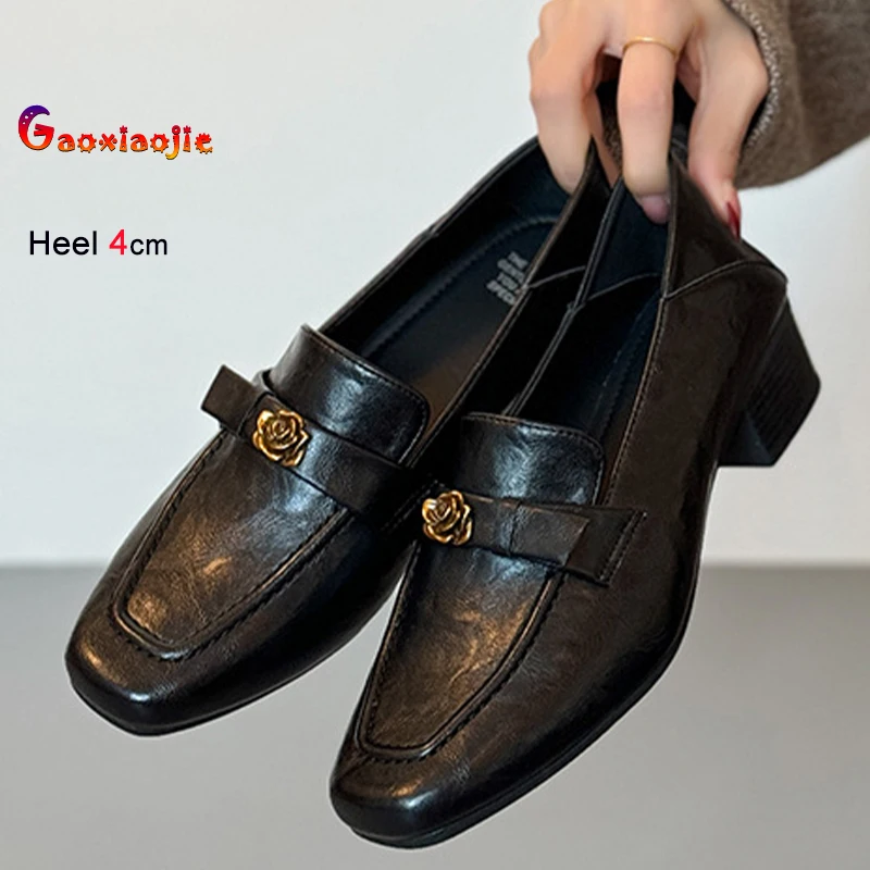 Женские туфли-лоферы на среднем каблуке 4 см, весна-осень 2026, ретро, черные, с круглым носком, неглубокий вырез, повседневные
Женские туфли-лоферы на среднем каблуке 4 см, весна-осень 2026, ретро, черные, с круглым носком, неглубокий вырез, повседневные
