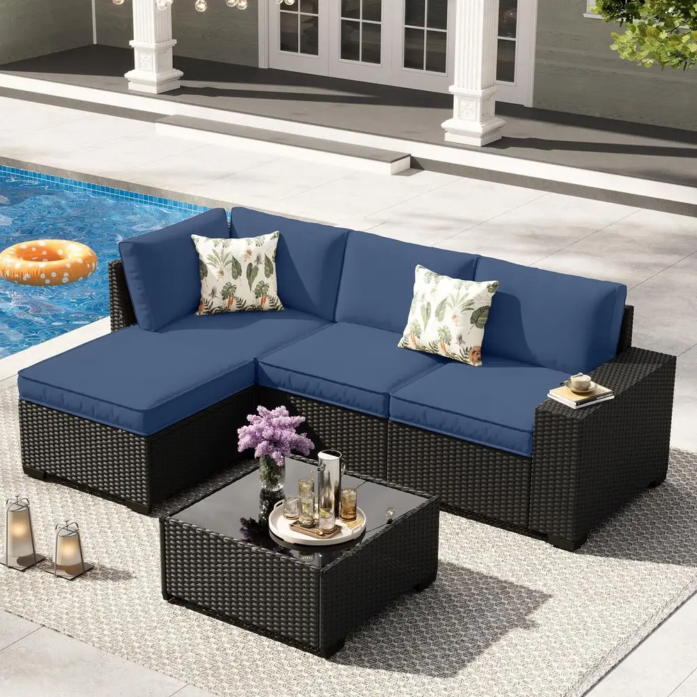Outdoor Patio Furniture Set, Modular Wicker Sectional Sofa with Thick Cushions amp Coffee Table, AllWeather Rattan Conversation
Outdoor Patio Furniture Set, Modular Wicker Sectional Sofa with Thick Cushions amp Coffee Table, AllWeather Rattan Conversation