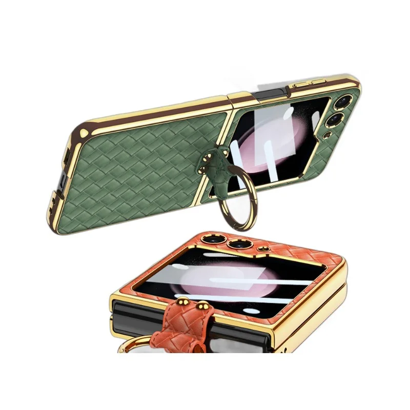 Woven Leather Patterned Protective Case for Samsung Zflip5 Electroplated Ring Clasp All-Inclusive Lens Phone Case
Woven Leather Patterned Protective Case for Samsung Zflip5 Electroplated Ring Clasp All-Inclusive Lens Phone Case