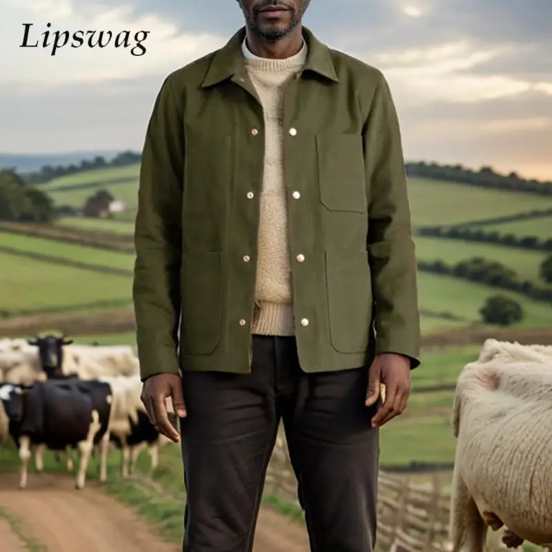 Fashion Solid Color Mens Jacket Coats Autumn New Casual Patches Pockets Long Sleeve Cargo Jackets Men Stylish Button Lapel Coats
Fashion Solid Color Mens Jacket Coats Autumn New Casual Patches Pockets Long Sleeve Cargo Jackets Men Stylish Button Lapel Coats
