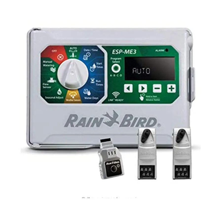 Контроллер Rain-Bird ESPME3 для полива газонов внутри и снаружи помещений с Wi-Fi и 2 модулями, черный, умное планирование полива и дистанционное управление
Контроллер Rain-Bird ESPME3 для полива газонов внутри и снаружи помещений с Wi-Fi и 2 модулями, черный, умное планирование полива и дистанционное управление