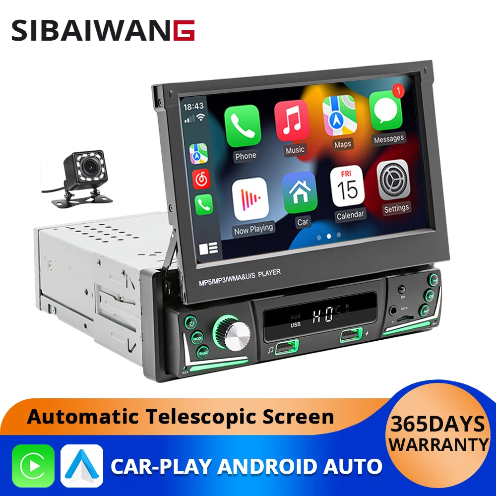 1Din Electric Retractable 7Inch MP5 Car Radio Player Support Wireless Carplay Android Auto BT FM AM RDS Radio AUX IN Car Stereo
1Din Electric Retractable 7Inch MP5 Car Radio Player Support Wireless Carplay Android Auto BT FM AM RDS Radio AUX IN Car Stereo