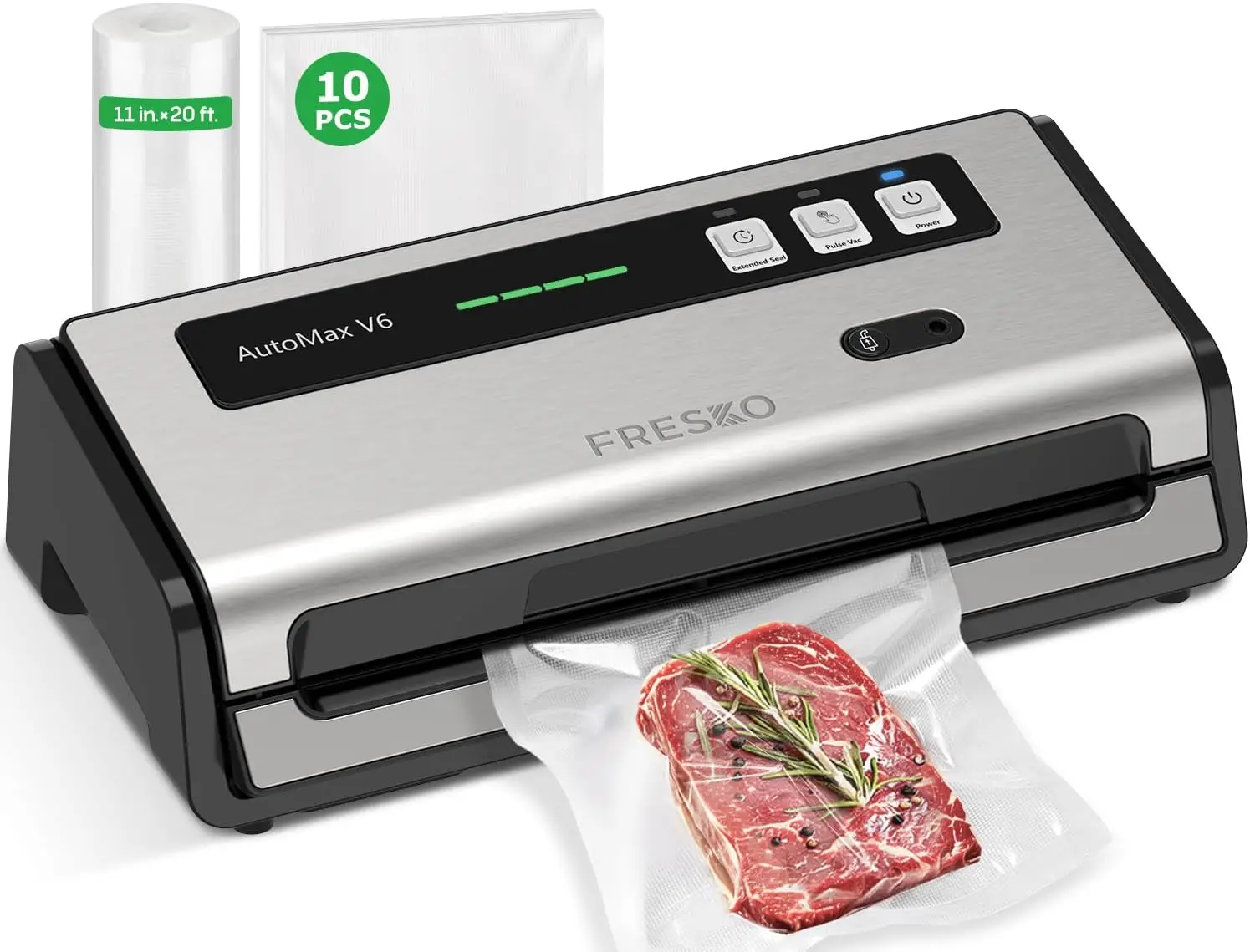 Food Vacuum Sealer with Automatic Bag Detection, 0.2" Heating Strip, Built-in Cutter & Storage, Starter Kit with 2 Rolls
Food Vacuum Sealer with Automatic Bag Detection, 0.2" Heating Strip, Built-in Cutter & Storage, Starter Kit with 2 Rolls