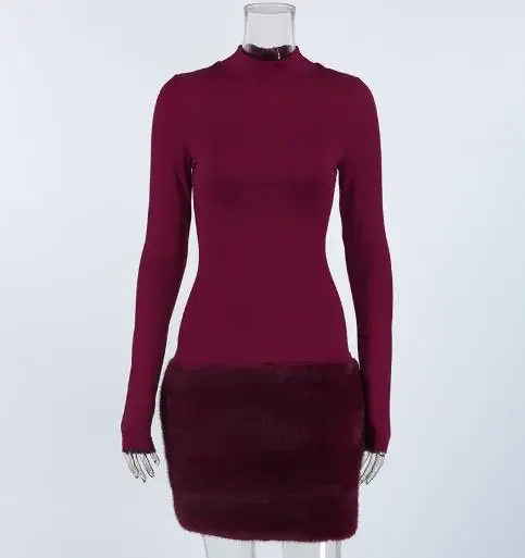 Autumn & Winter Wine Red Temperament Slim Round Neck Long Sleeve Plush Patchwork Dress for Women Commuting Sexy Wrap Dresses
Autumn & Winter Wine Red Temperament Slim Round Neck Long Sleeve Plush Patchwork Dress for Women Commuting Sexy Wrap Dresses