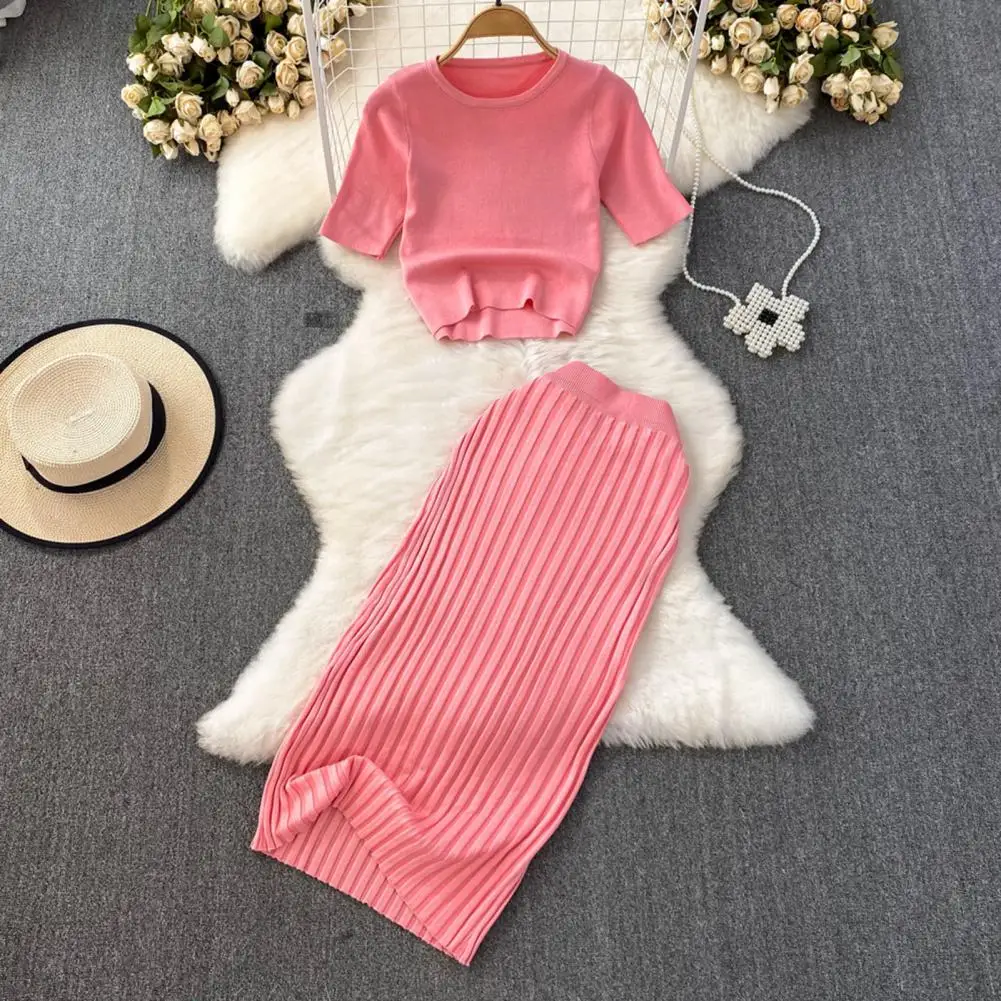Women Summer Skirt Set Short Sleeve Crew Neck Crop Top And Maxi Skirt Set Knitted Two Piece Outfit Flattering Bodycon Skirt Set
Women Summer Skirt Set Short Sleeve Crew Neck Crop Top And Maxi Skirt Set Knitted Two Piece Outfit Flattering Bodycon Skirt Set