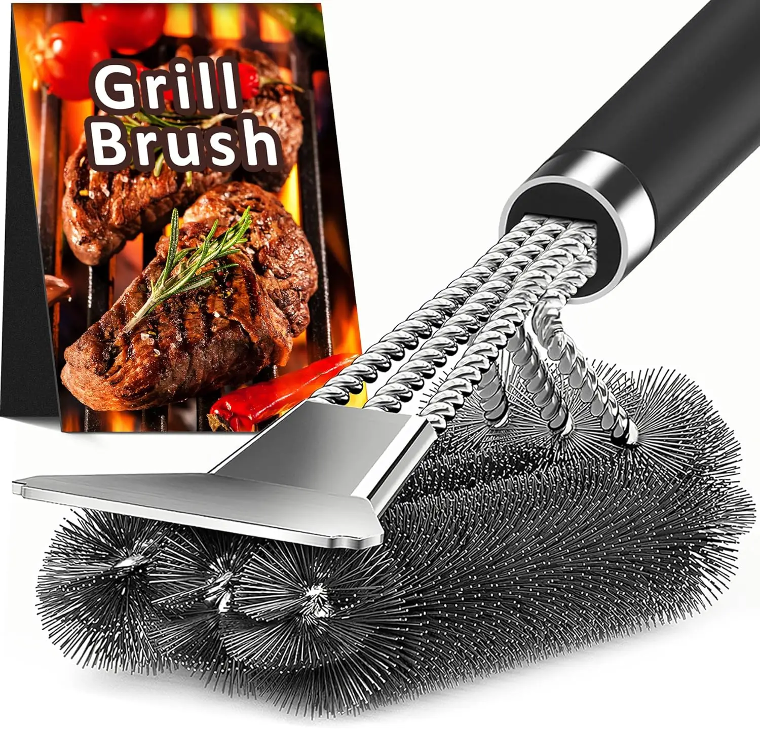 Stainless steel grill cleaning brush, outdoor BBQ grill wire brush with scraper, grill accessories, picnic tools
Stainless steel grill cleaning brush, outdoor BBQ grill wire brush with scraper, grill accessories, picnic tools