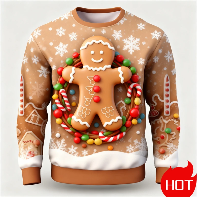Men's Women's 3D Print Gingerbread Graphic O-Neck Sweatshirt Fashion Personality Design Long Sleeve Tops Christmas Theme Clothes
Men's Women's 3D Print Gingerbread Graphic O-Neck Sweatshirt Fashion Personality Design Long Sleeve Tops Christmas Theme Clothes