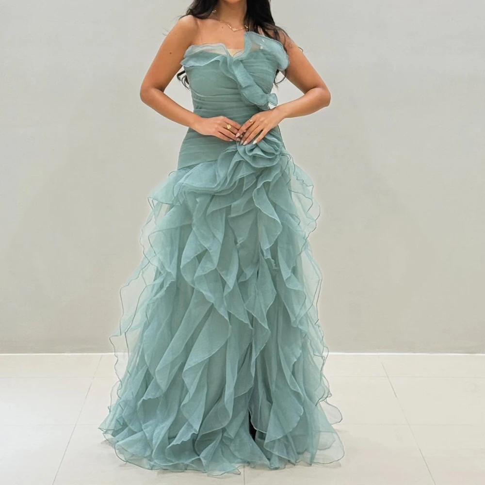 Customized A-line Evening Dresses Floor-length Strapless Sleeveless Prom Gown Fsahion Flowers Ruched Pleat Backless Party Gown
Customized A-line Evening Dresses Floor-length Strapless Sleeveless Prom Gown Fsahion Flowers Ruched Pleat Backless Party Gown